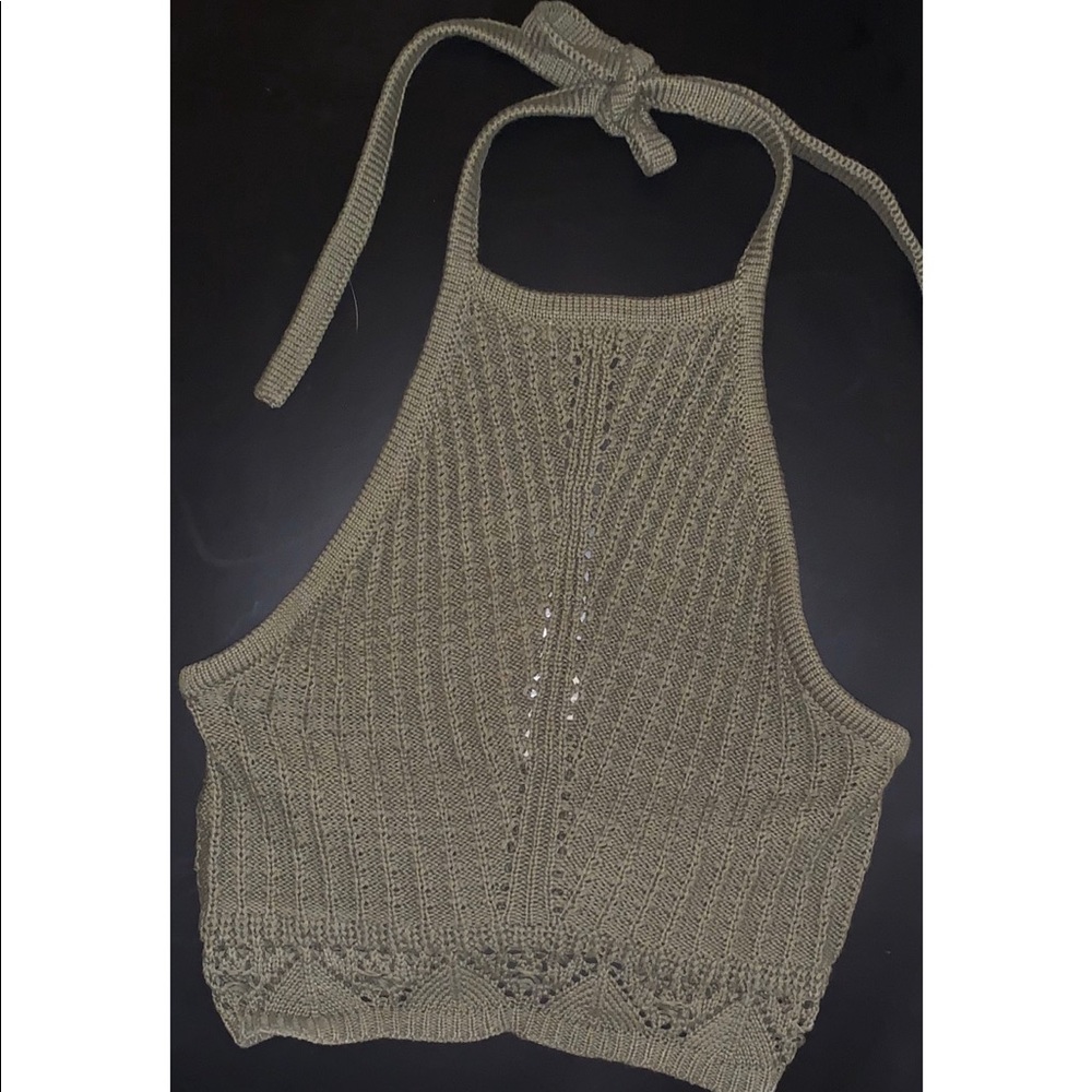 NWT. Olive crochet halter